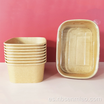 Tazón de fuente de papel Kraft para llevar de plato rectangular de grado alimenticio